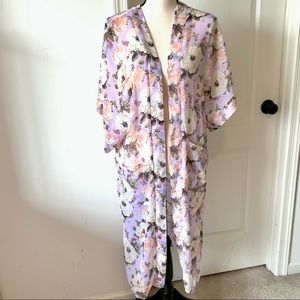STEVE MADDEN Purple Floral Kimono Duster—SZ. OS